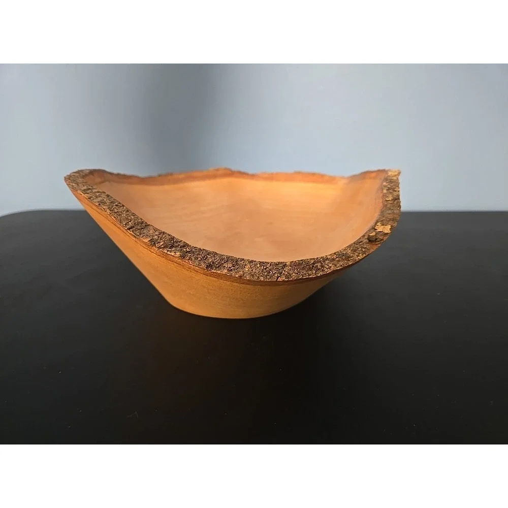 Live Edge Rustic Wood Bowl Hand Carved ‎ Natural Edge ~11